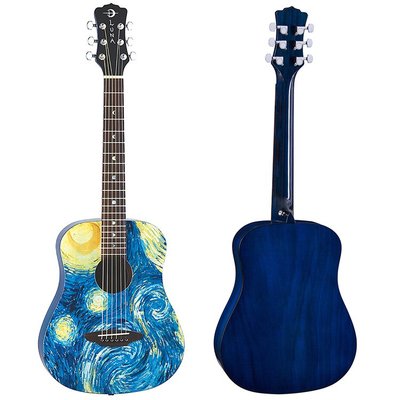 【旅行吉他專門店】LUNA梵谷星空紀念旅行吉他（雲杉木）【36吋】音樂與藝術完美結合