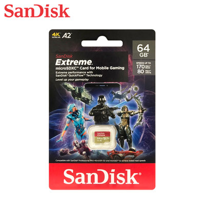 SanDisk Extreme A2 遊戲記憶卡 64G microSD (SD-SQXA2-GN-64G)