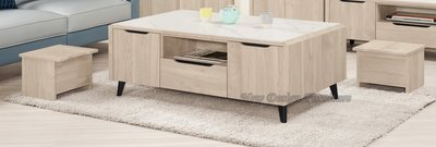【N D Furniture】台南在地家具-防蛀木心板木紋色130CM岩板茶几含凳MC