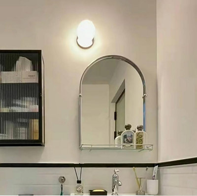 法式復古拱門形浴室鏡簡約壁掛式ins風洗手間鏡子中古不銹鋼裝飾