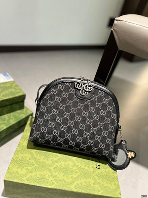【二手包包】禮盒 Gucci  Ohidia 新款包 煙熏黑牛仔 貝殼包 牛皮～這個款復古韻味特別濃，， NO179955