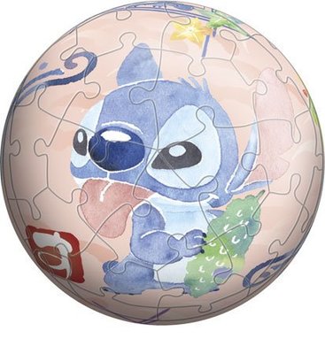 日本正版拼圖 迪士尼 STITCH 史迪奇 莉羅 星際寶貝 60片3D立體塑膠球型絕版拼圖，2003-324