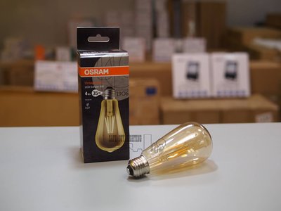 安心買~OSRAM歐斯朗復古型4W LED燈絲燈泡 茶色 ST64G 4W E27 2700K