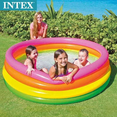 INTEX56441四環形熒光充氣水池嬰兒充氣游泳池兒童海洋球池戲水池