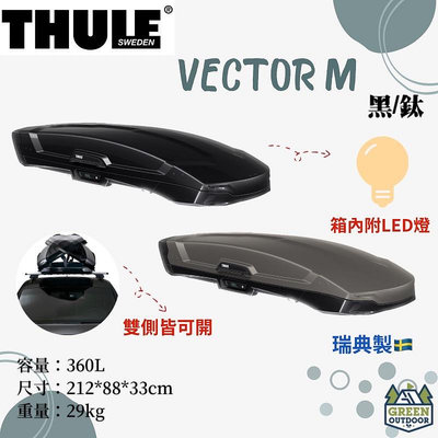 【綠色工場】THULE Vector M 360L 鈦色/亮黑雙開 車頂箱 行李箱 裝備箱 車頂書包 車頂漢堡