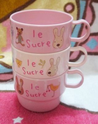 日版﹝限定﹞※Le Sucre法國兔※日本製【三色-水果小花圖案造型】疊疊樂塑膠杯組(3入)