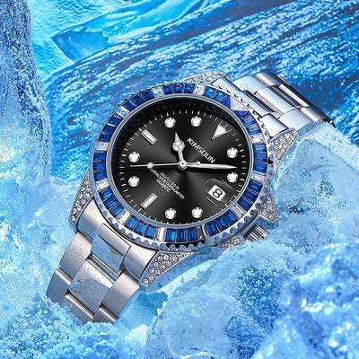 新款推薦百搭手錶 新款鑲鉆黑水鬼金詩頓腕錶跨境石英錶高檔男錶防水手錶男士批發 促銷