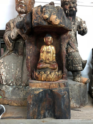 【二手】 清代 木雕佛像 木造像 觀音菩薩古董古玩收藏財神老木佛神像1994 古玩雜項【好運來】