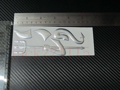 小惡魔翅膀 銀色造型 LOGO 貼紙/3D立體車標/汽車立體貼紙/汽車貼紙/車用貼紙/LOGO貼紙