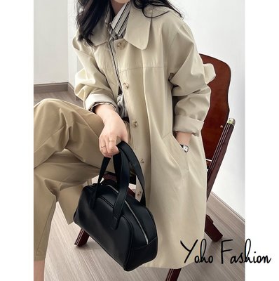YOHO 風衣外套(YS3138) 實拍法式簡約中長款風衣外套 有内裏的長版外套 有2色 預購