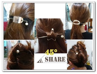【45° Share】韓國流行鏤空金屬髮髻盤髮點綴珍珠髮簪飾品-H90101003S5D5