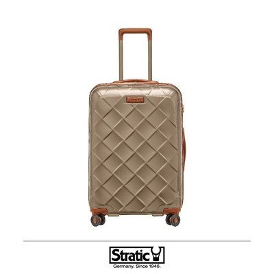 【Chu Mai】Stratic 3-9894 Leather&More登機箱 行李箱 旅行箱 拉桿箱-25吋(香檳金)