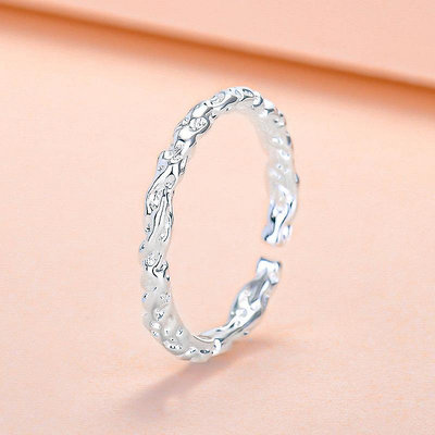 鍍銀麻花戒指女韓版氣質個性學生簡約開口指環外貿飾品