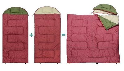 Lirosa RV家庭露營睡袋 加寬信封型睡袋(帽子可拆卸)中空纖維睡袋舒適溫５度Ｃ兩件可拼接AS054H