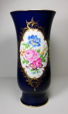 [ 珍寶 ] Meissen 帝王藍29公分彩繪花瓶