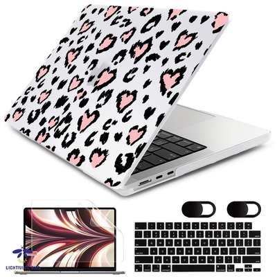 現貨熱銷-新款豹紋愛心磨砂筆電殼 MacBook保護殼 Air Pro 13 14 16吋 M1 M2芯片A2338 A