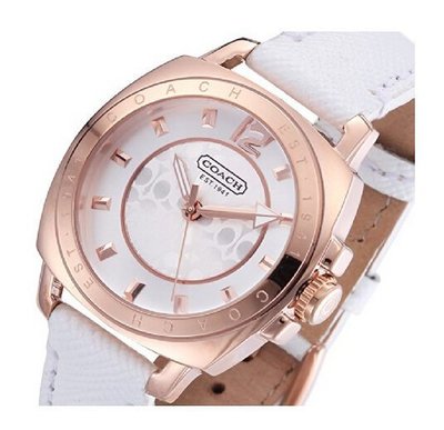 【熱賣精選】COACH 14501601貴氣白色石英女錶