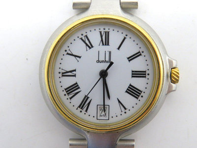 【一元起標】【精品廉售/手錶】瑞士名錶Dunhill登喜路 石英錶/雙色精鋼錶帶*經典靓款*# WOQ*防水*佳品