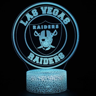 [現貨]美式足球頭盔3D視覺立體燈 NFL拉斯維加斯突襲者Raiders七彩漸變氣氛觸摸開關2 橄欖球錯覺小夜燈創意禮物