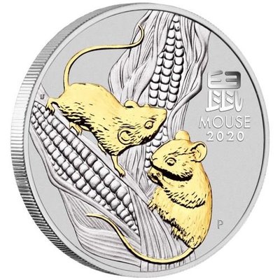 [現貨]澳洲 紀念幣 2020 1oz 鼠年鍍金生肖紀念銀幣 原廠原盒
