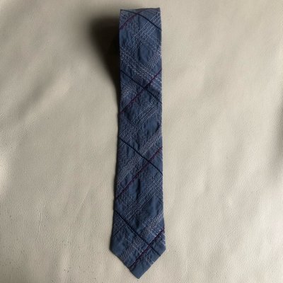 [品味人生] 保證正品 Lanvin 藍色 條紋 窄版  領帶
