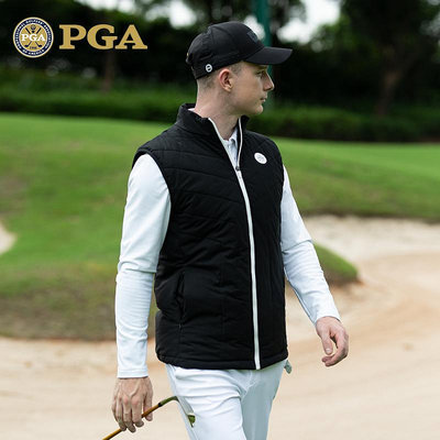 美國PGA 高爾夫外套男士馬甲背心秋冬季防風保暖夾棉運動服裝男裝