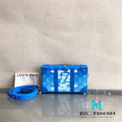 【二手】正品LV路易威登 盒子包 M45432 SOFT TRUNK WALLET 藍天白雲 相機包