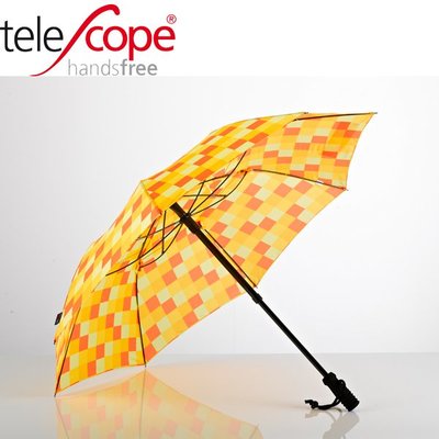 德國[EuroSCHIRM] 全世界最強雨傘 TELESCOPE HANDSFREE / 免持健行傘 小(方格黃)