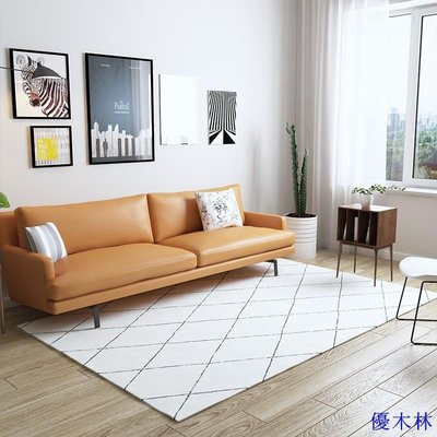 【熱賣精選】北歐現代地毯 簡約黑白幾何圖案地墊 客廳臥室床邊毯 摩洛哥ins風格素色地毯 可機洗水洗