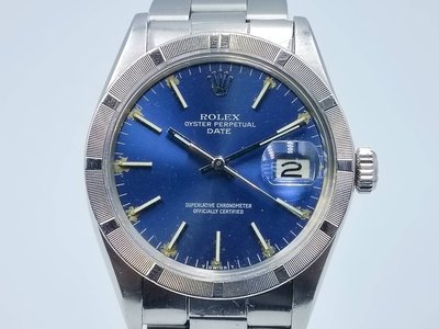 【發條盒子K0143】ROLEX 勞力士 Oyster Perpetual Date特殊藍面 不鏽鋼自動經典男錶1501