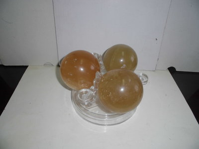 黃水晶球,冰洲石球X3