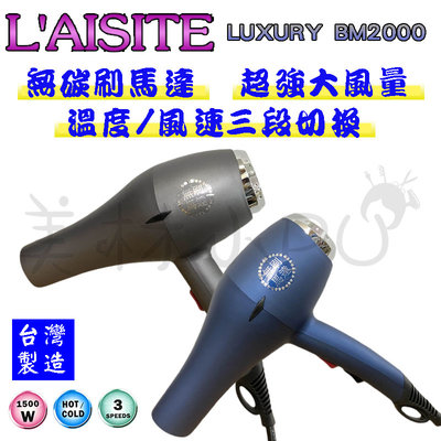 【美材小PU】萊斯特 L’AISIT LUXURY BM2000 無碳刷 吹風機 兩色任選 台灣製造