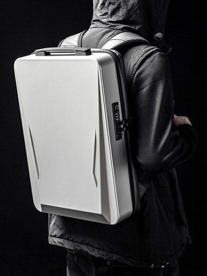 硬殼雙肩包男士商務背包17.3寸游戲本電腦包帶鎖超薄款箱型潮書包