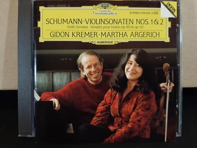 Kremer,Argerich,Schumann-V.s No.1&2克萊曼小提琴，阿格麗希鋼琴，演繹舒曼-小提琴奏鳴曲1&2號，如新