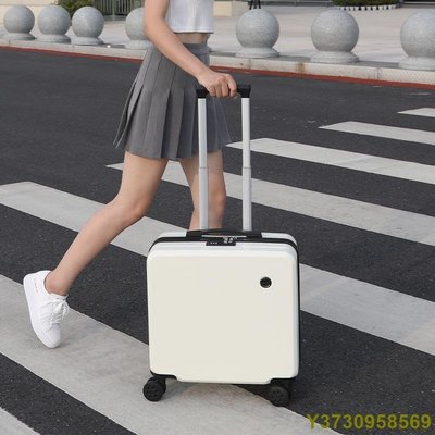 現貨 迷你18寸拉桿箱列印圖案LOGO行李箱小型兒童箱abs+pc登機箱旅行箱-簡約