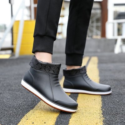 雨鞋男四季韓國短筒低幫時尚加絨雨靴防滑耐磨水鞋工作防水膠鞋