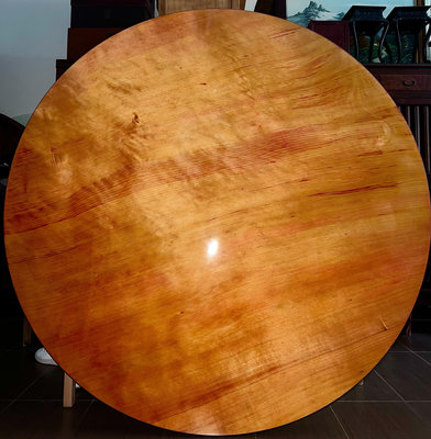古董老件 老台灣 檜木 5尺 圓桌 一塊板 無蛀無裂 瘤花 樹 榴  鳳尾 Q絲仔 土豆 瘤 己重新整理