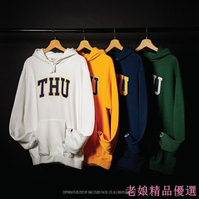 【Champion? THU 東海大學授權校園紀念帽T - 深藍/白/金黃/綠