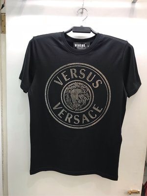 Versus Versace 黑色 亮鑽 獅頭 圖案 圓領T恤 全新正品 男裝 歐洲精品