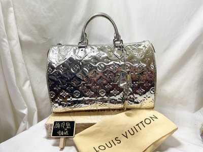 22弄 Louis Vuitton LV M95786 限量經典SPEEDY35 銀色鏡面波士頓包