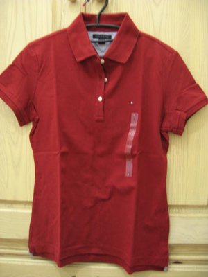 全新正品～美國Tommy Hilfiger 女短袖polo衫（紅色M號）