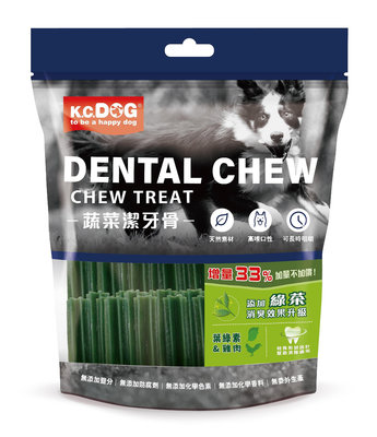 COCO《促銷》K.C.DOG六角蔬菜潔牙骨G32-3(葉綠素+雞肉)短支40入狗零食【不含贈品/無另外贈送5支】