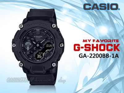 CASIO 時計屋 卡西歐手錶 GA-2200BB-1A G-SHOCK 碳核心防護 樹脂錶帶 防水 GA-2200BB