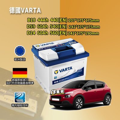CS車材-VARTA 華達電池 CITROEN 雪鐵龍 C2/C3  代客安裝 非韓製