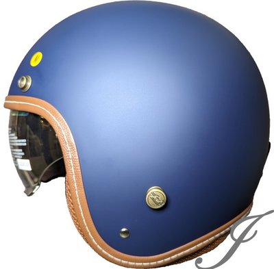 《JAP》瑞獅 ZEUS 388AH 素色 消光暗藍色 復古帽 3/4罩 騎士帽 內藏電鍍金墨鏡📌送現折200元