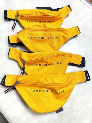 Tommy tommy Hilfiger 腰包 側背小包 小背袋 黃色 全新正品 現貨在台  鬆緊可調 帆布材質