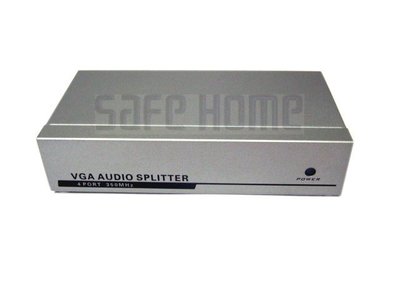 SAFEHOME 1對4 VGA/3.5mm音源 電腦螢幕視訊分配器 350MHz 可達45公尺 SVAP104-350
