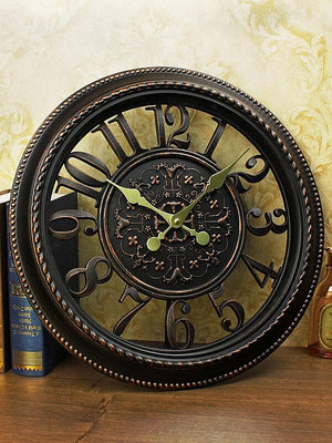 美式時鐘歐式復古掛鐘客廳藝術靜音掛表古典仿古鐘表大氣家用創意