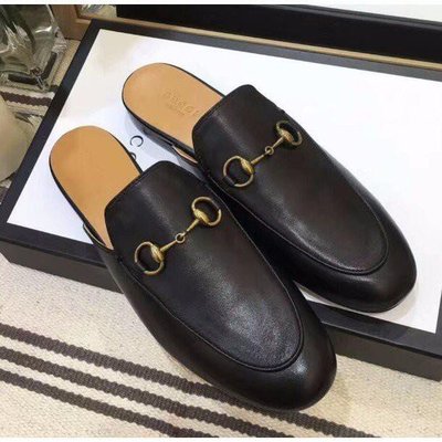 【正品】專櫃 GUCCI Princetown Slippers 皮革 樂福 拖 穆勒 懶人拖 黑白兩色 423513現貨潮鞋