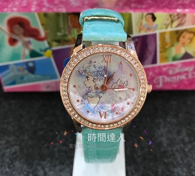 [時間達人] 迪士尼Disney授權玫瑰金 冰雪奇緣皮帶錶+冰雪奇緣180